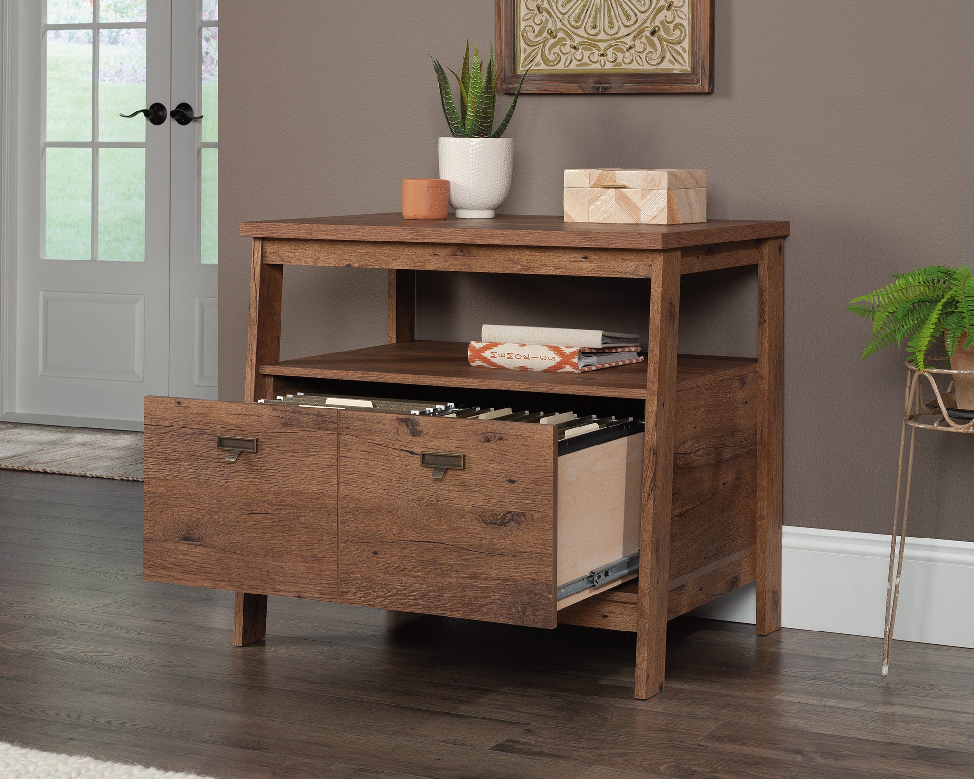 Trestle  1-Drawer Lateral File Cabinet in Vintage Oak