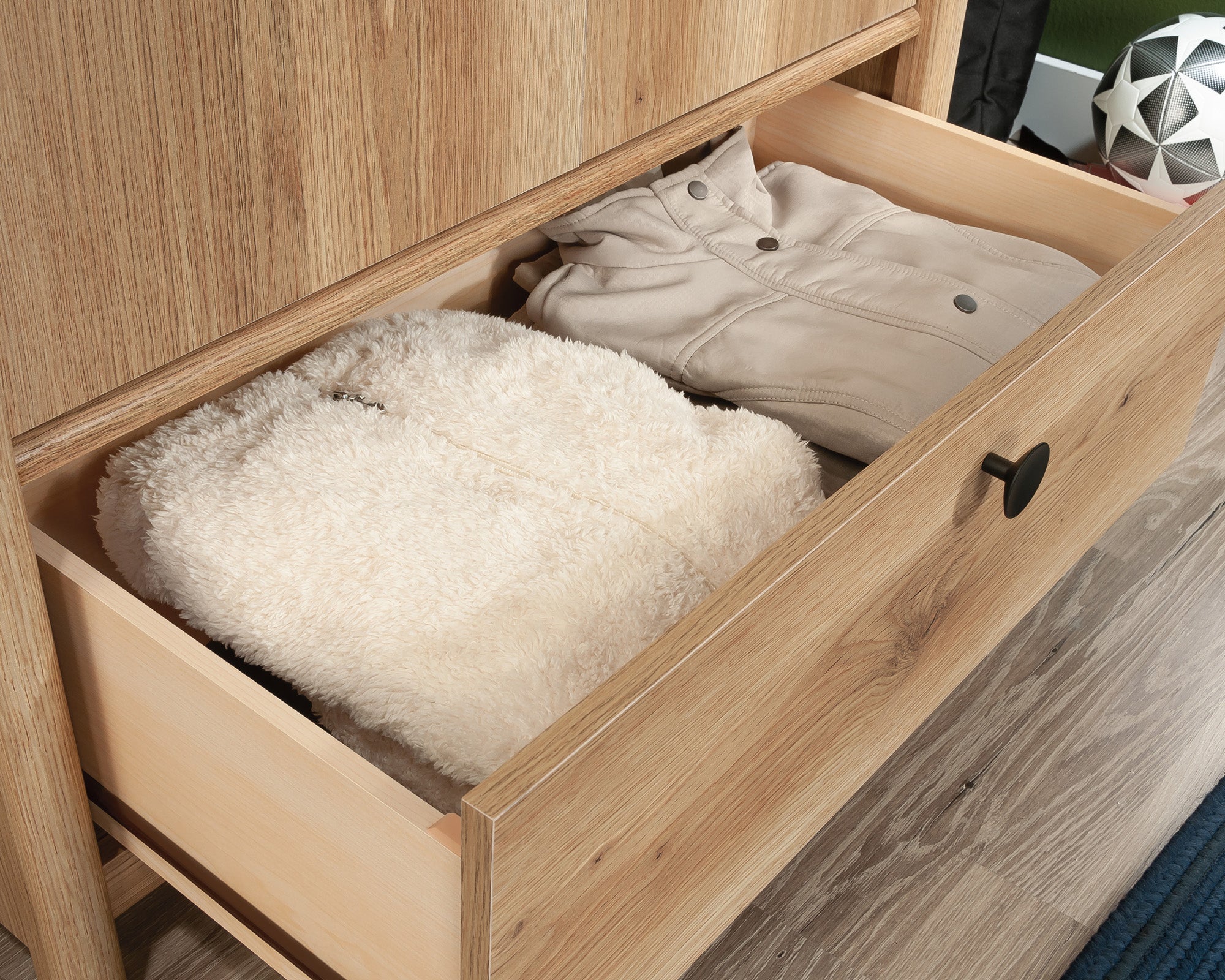 Dover Edge  Bedroom Armoire with Drawer in Timber Oak