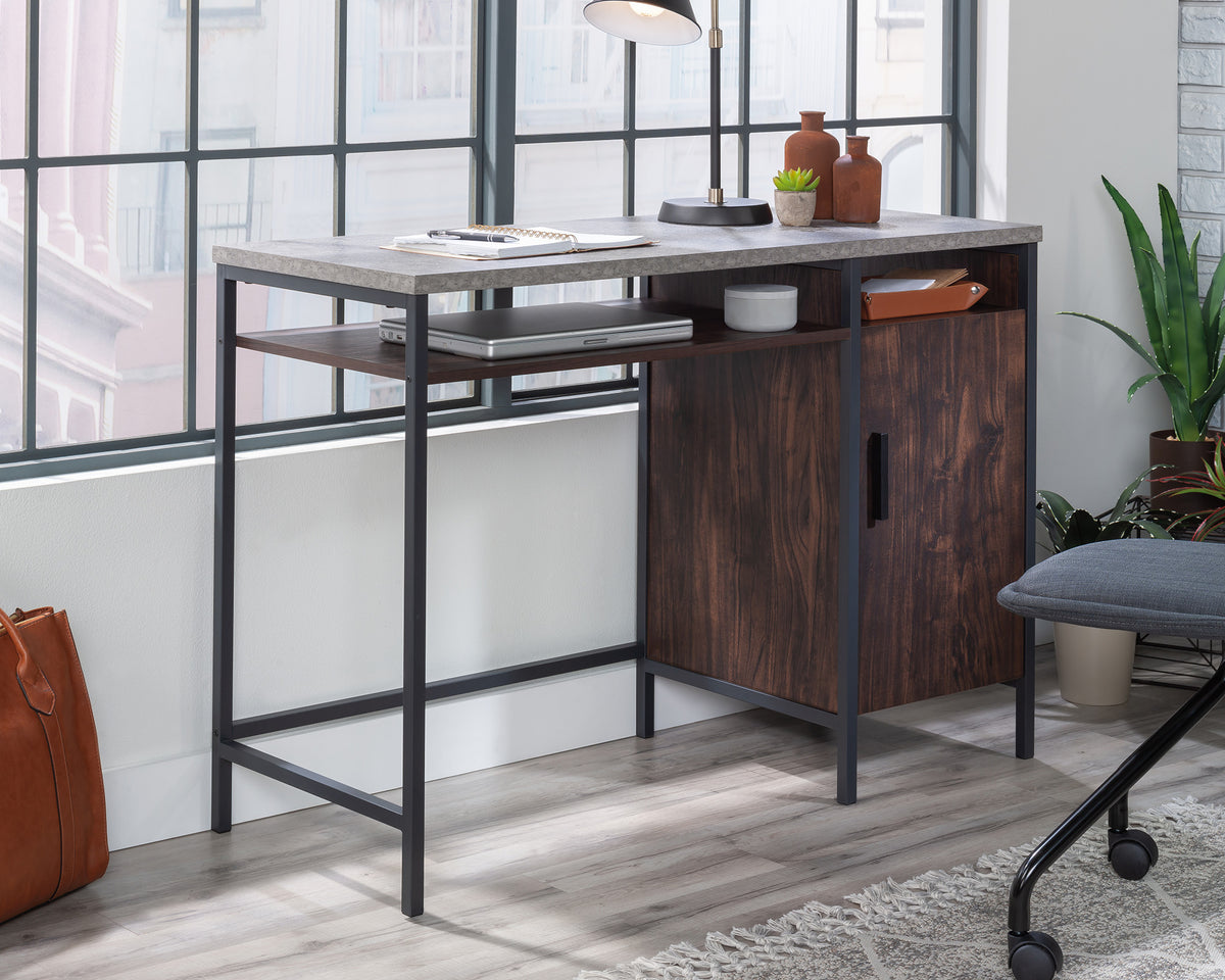 Market Commons  Single Pedestal Desk in Rich Walnut