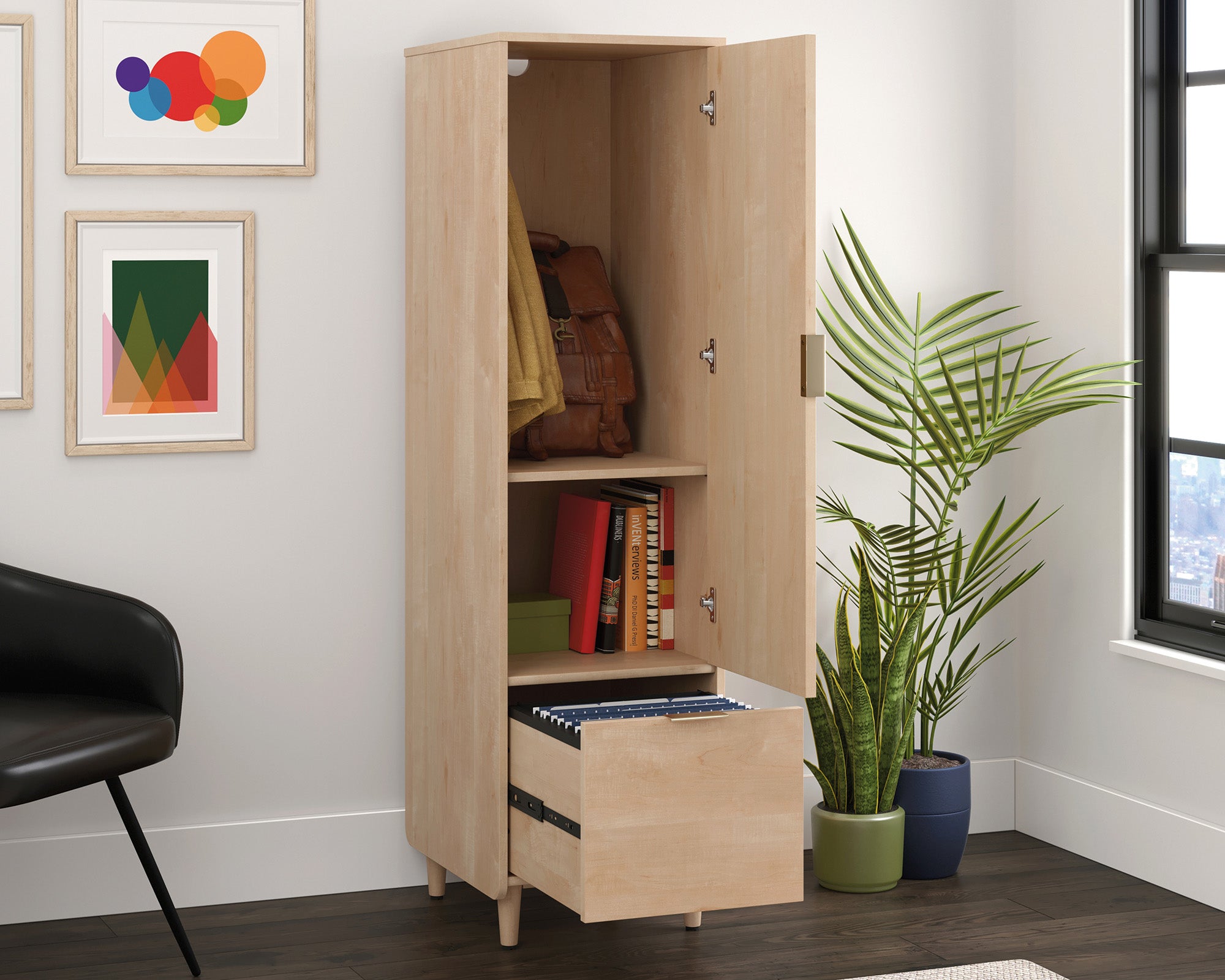 Clifford Place  Storage Cabinet with File in Natural Maple