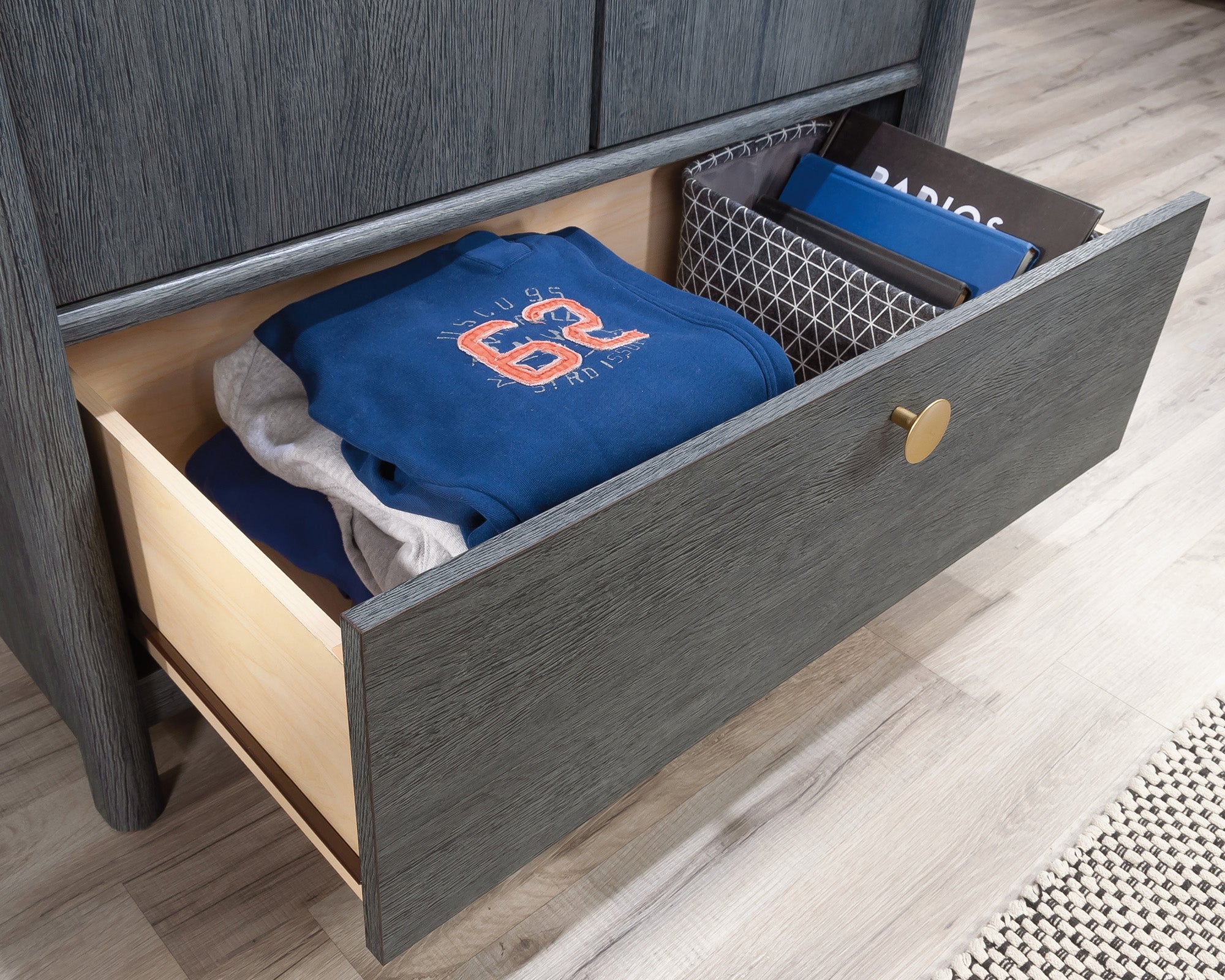 Dover Edge  Bedroom Armoire with Drawer in Denim Oak