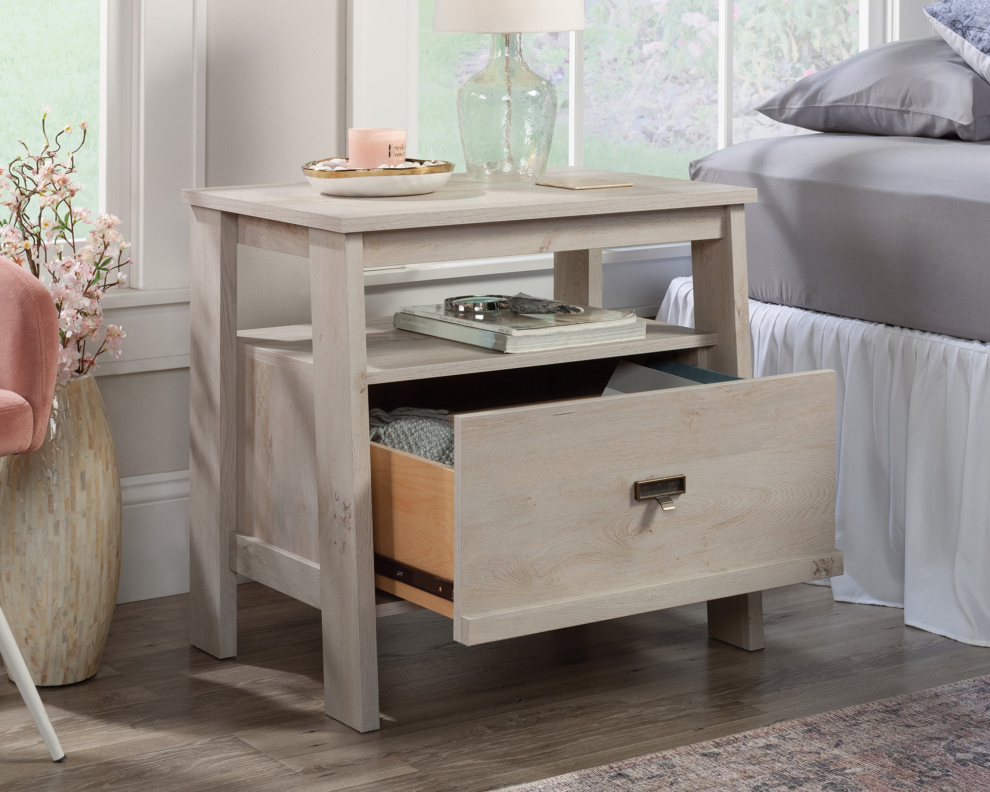 Trestle  1-Drawer Night Stand in Chalked Chestnut