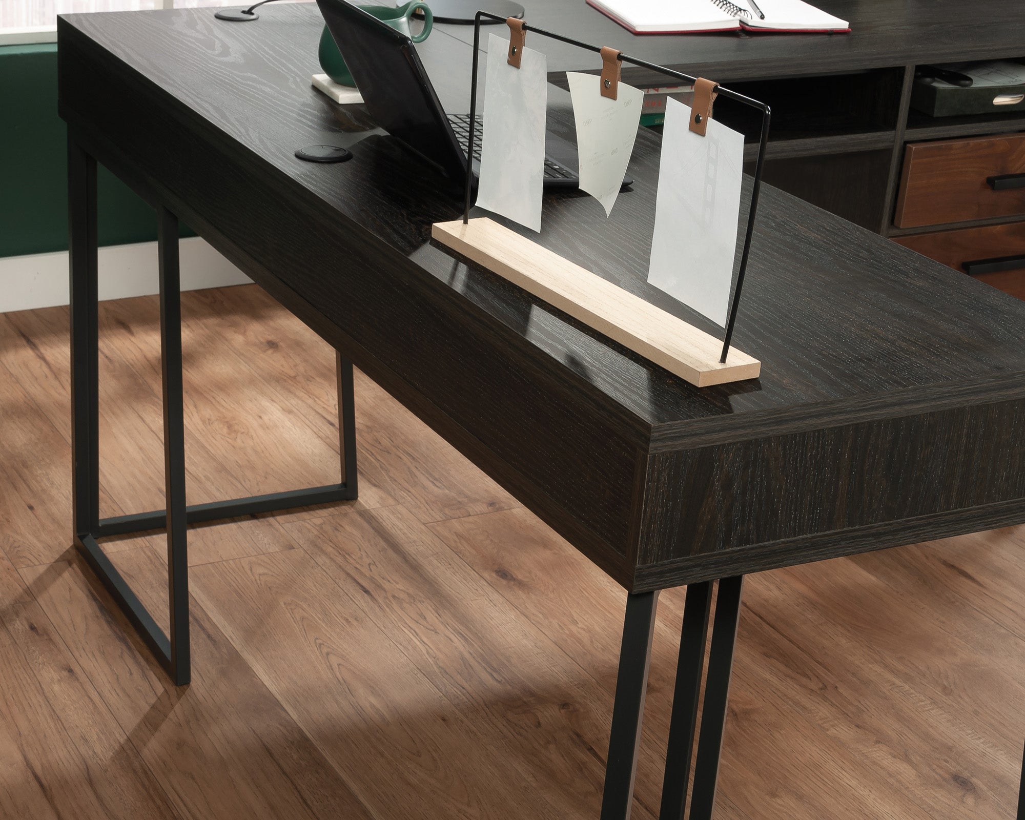 Canton Lane  L-Shaped Computer Desk in Brew Oak