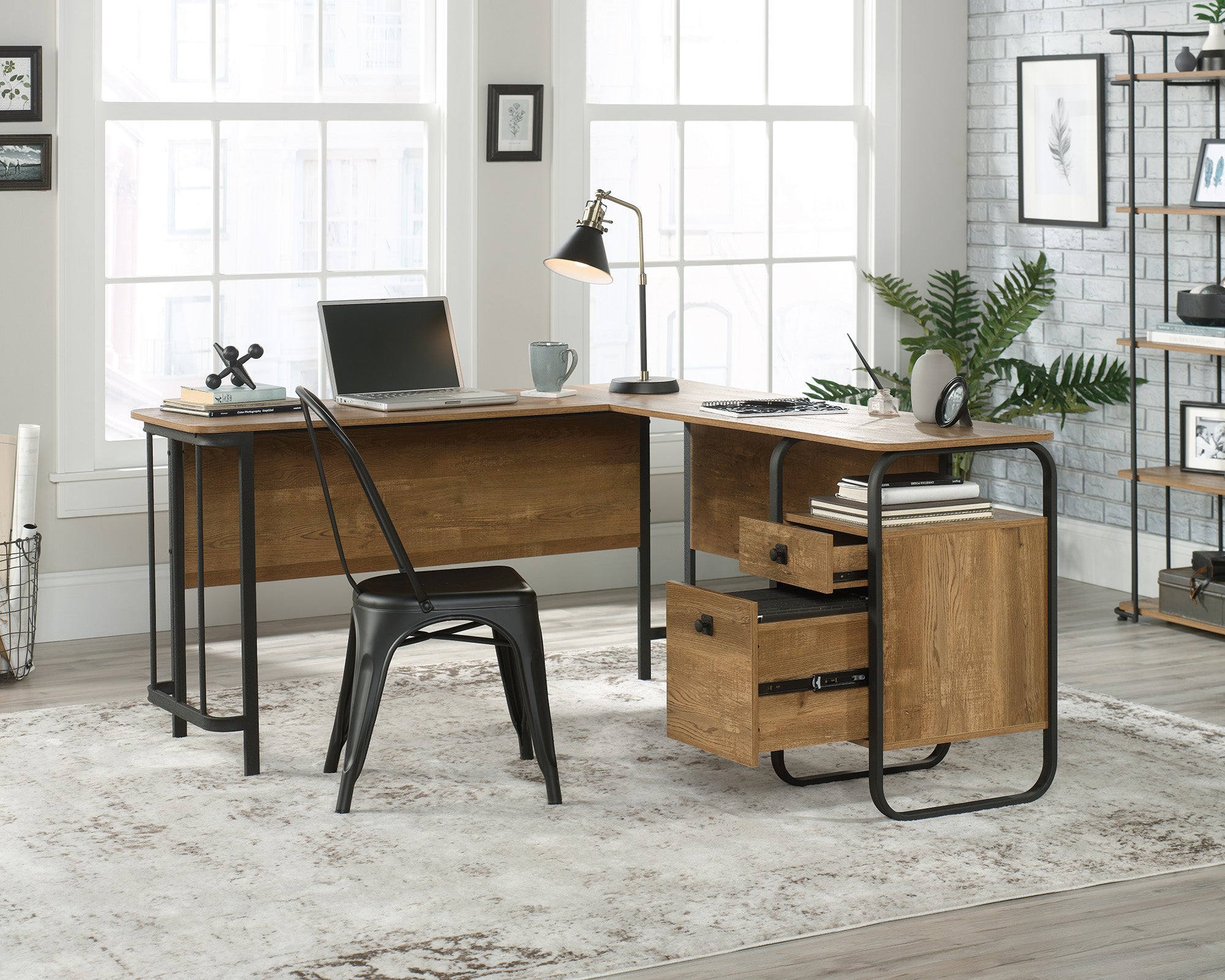 Station House  Industrial L-Shaped Home Office Desk