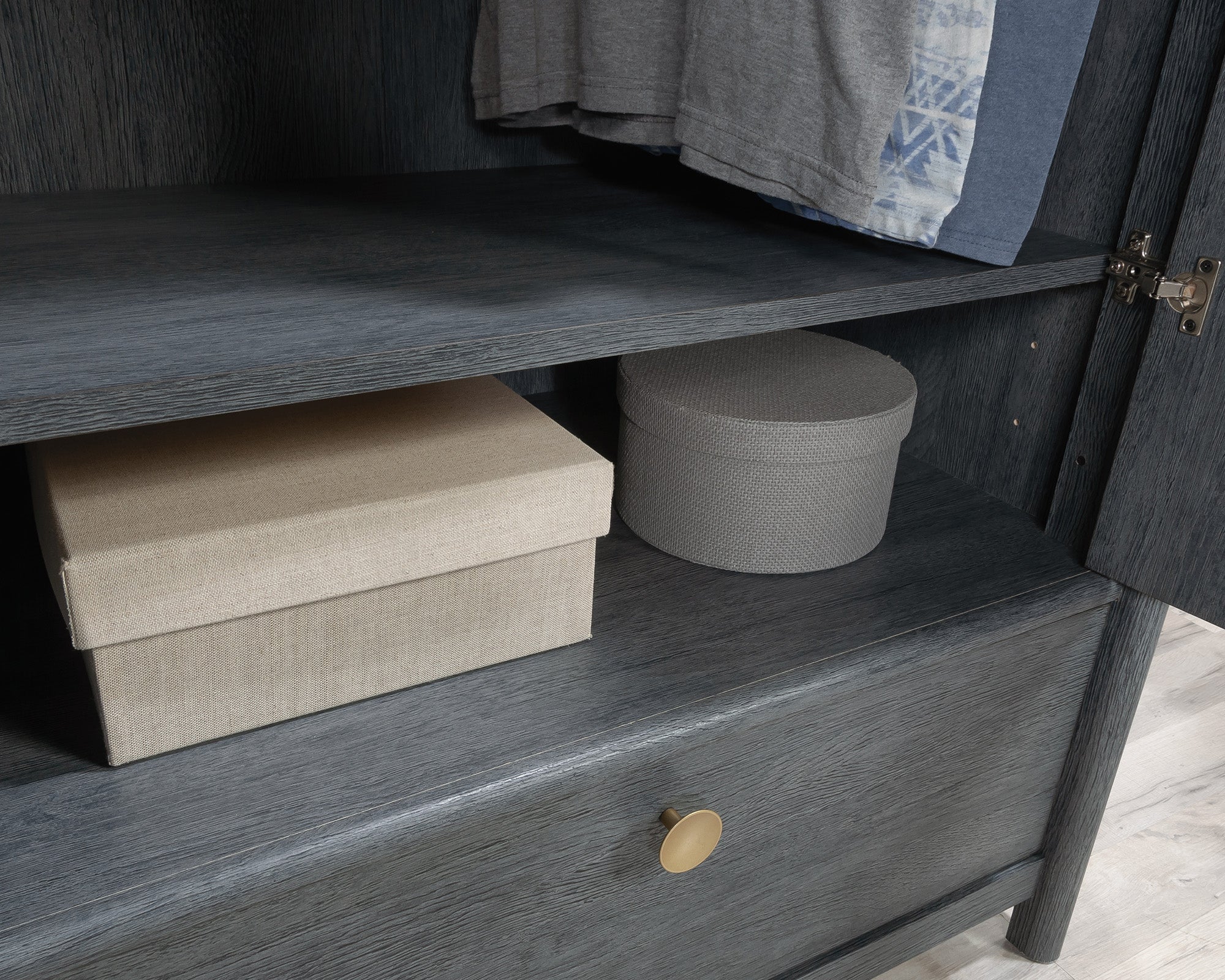 Dover Edge  Bedroom Armoire with Drawer in Denim Oak