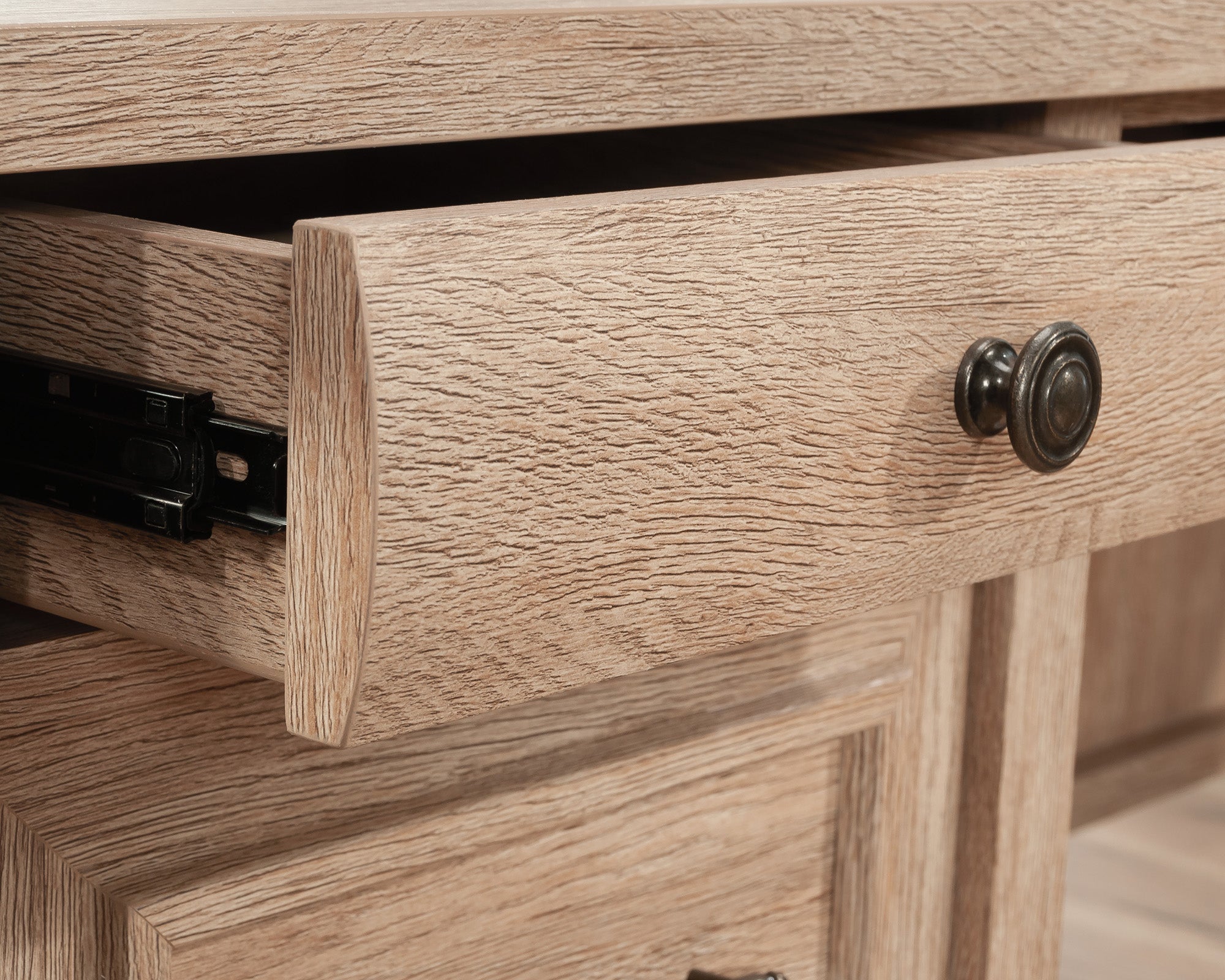 Rollingwood  L-Shaped Desk with Drawers in Brushed Oak