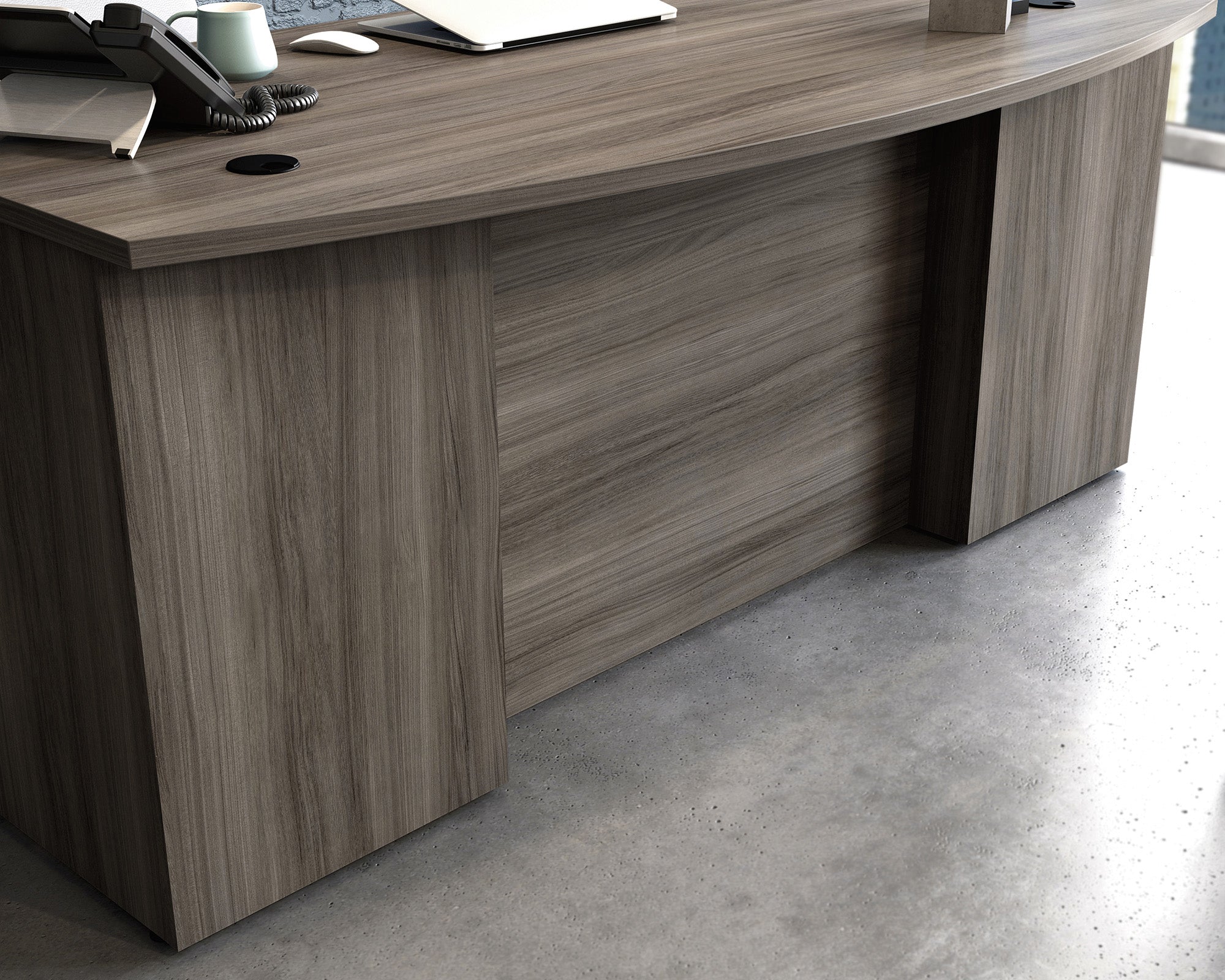 Affirm 72" Bowfront Executive Desk in Hudson Elm