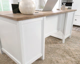 Cottage Road  White Executive Pedestal Desk with Drawers