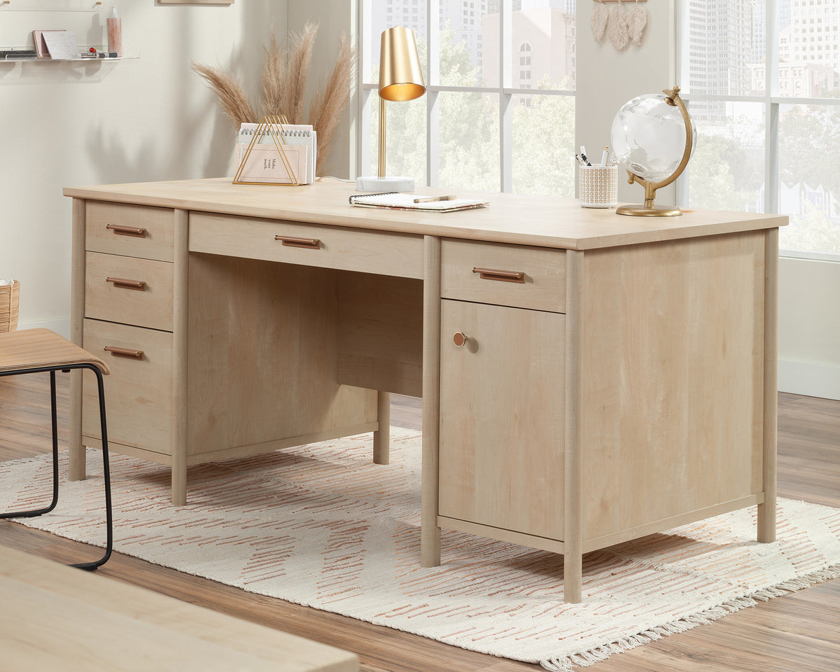 Whitaker Point  Executive Desk with Storage in Natural Maple