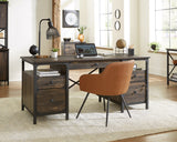 Steel River  Industrial Desk with Drawers in Carbon Oak