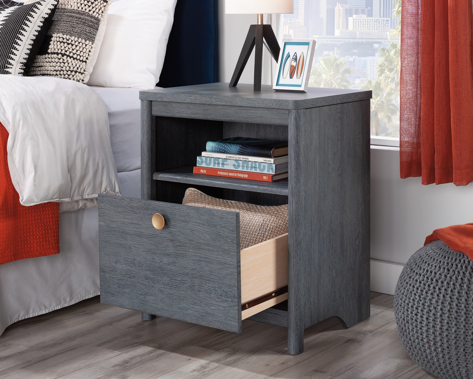 Dover Edge  Night Stand with Drawer in Denim Oak