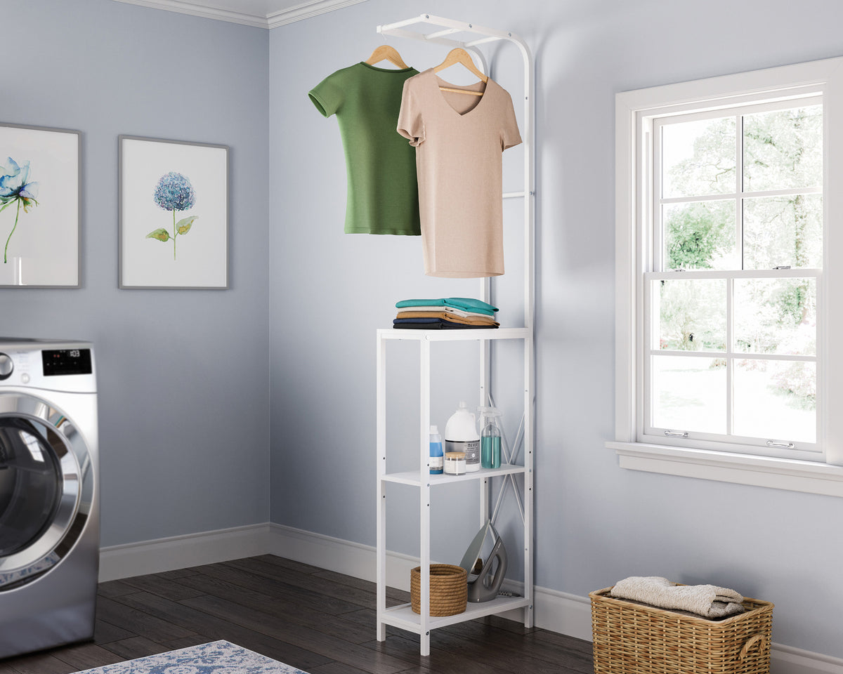 North Avenue  Compact White Laundry Stand & Drying Rack