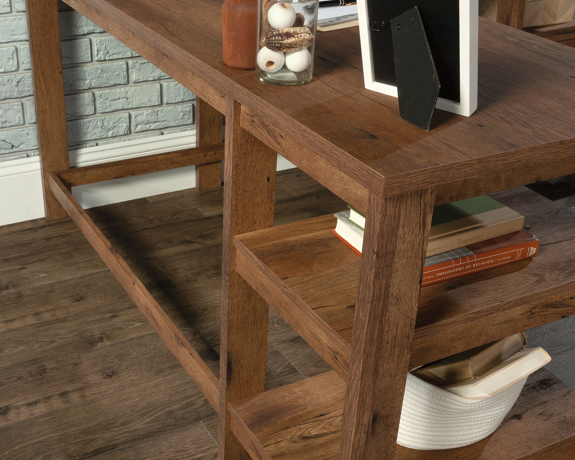 Trestle  L-Shaped Trestle Desk in Vintage Oak