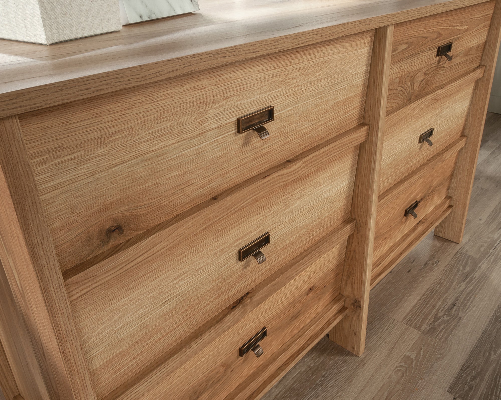 Trestle  6-Drawer Bedroom Dresser in Timber Oak