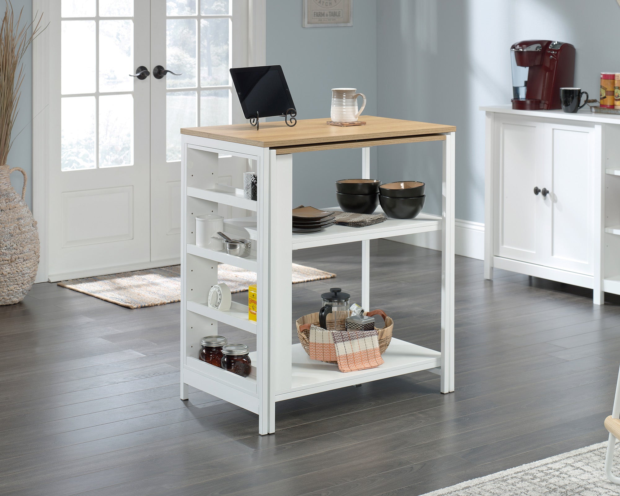 Sauder Select Wood and Metal Kitchen Island with Storage