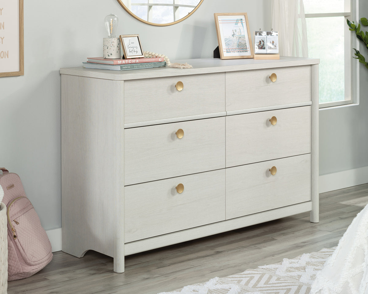 Dover Edge  6-Drawer Bedroom Dresser in Glacier Oak