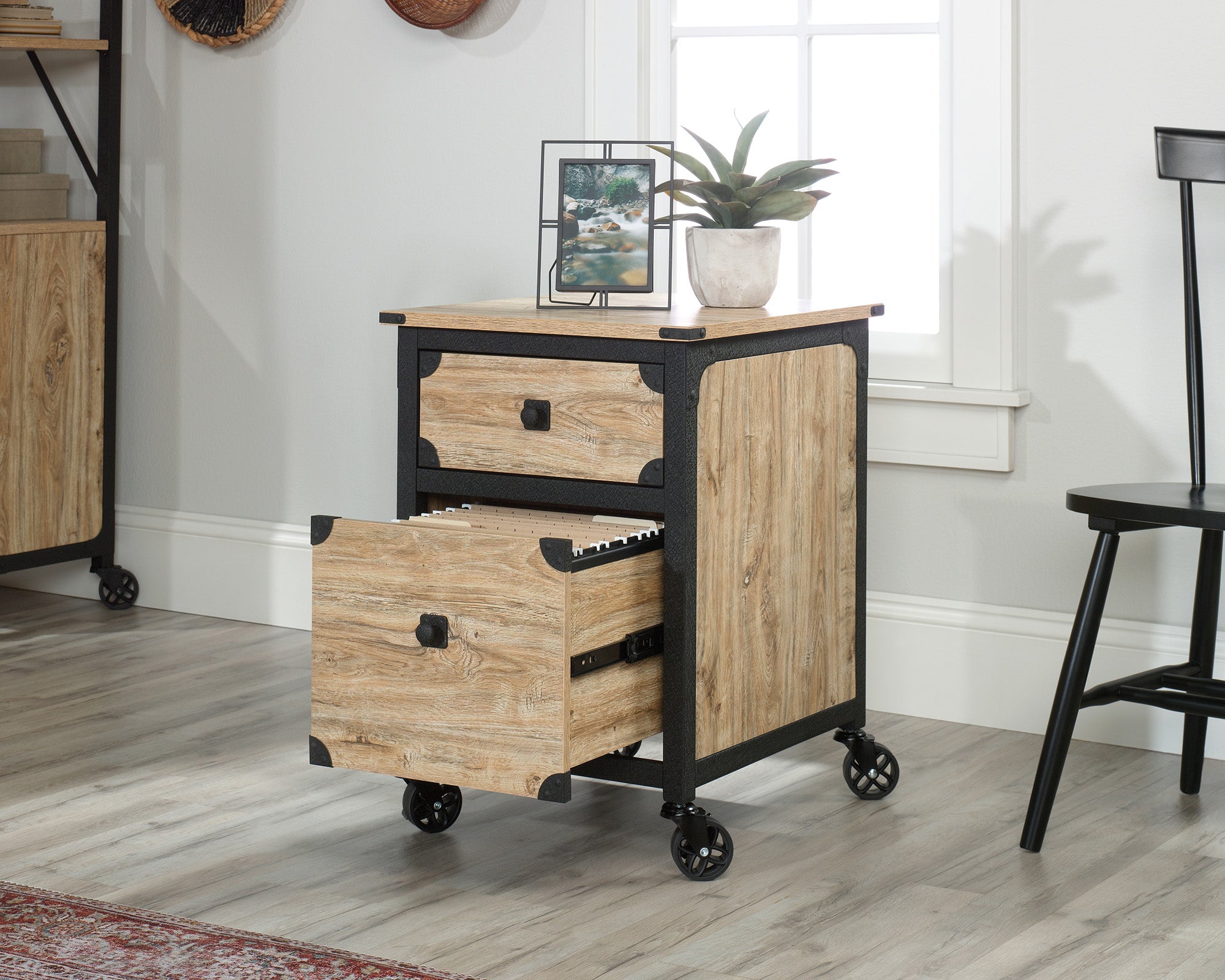 Steel River  Metal & Wood Rolling Pedestal File Cabinet