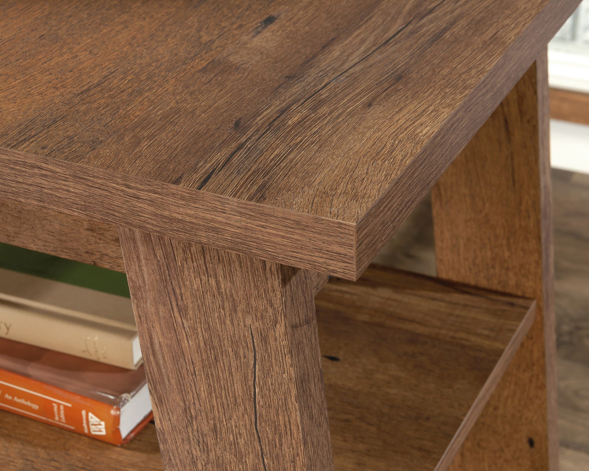 Trestle  L-Shaped Trestle Desk in Vintage Oak