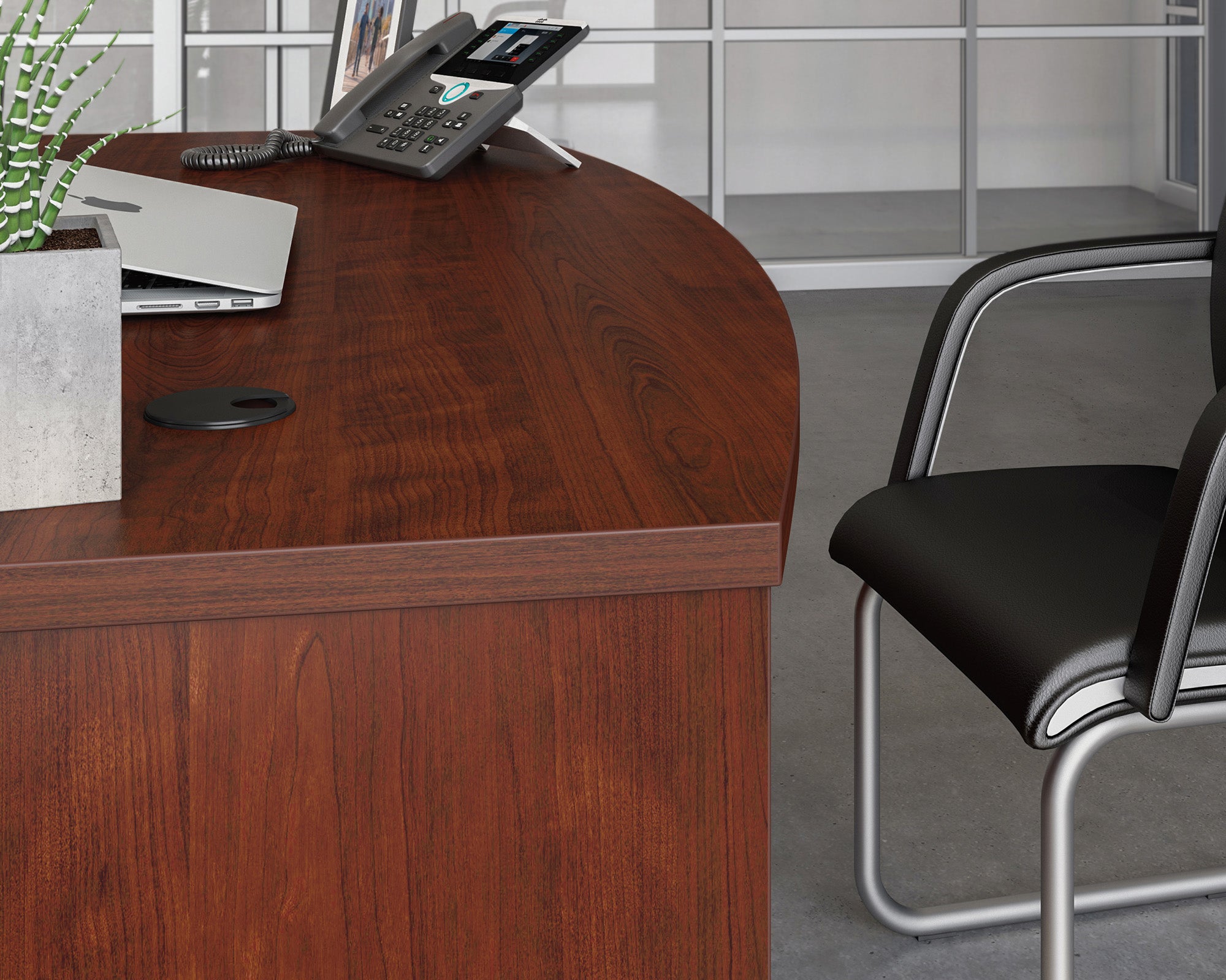 Affirm 60" Bowfront Executive Desk in Classic Cherry