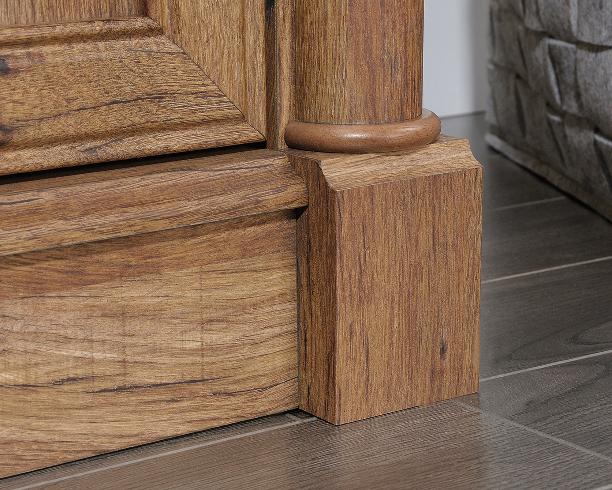 Palladia  L-Shaped Desk in Vintage Oak finish