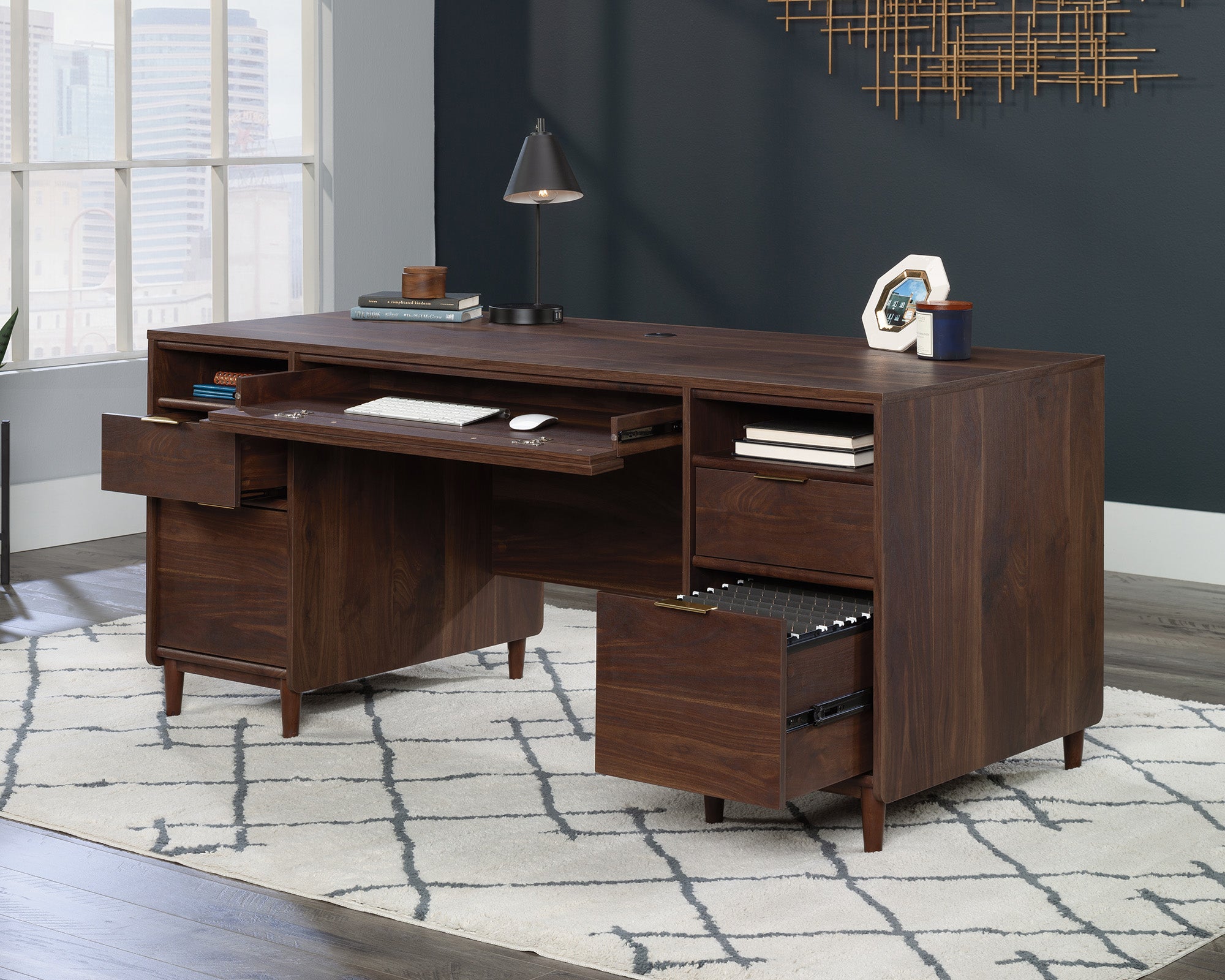 Clifford Place  Executive Pedestal Desk in Grand Walnut