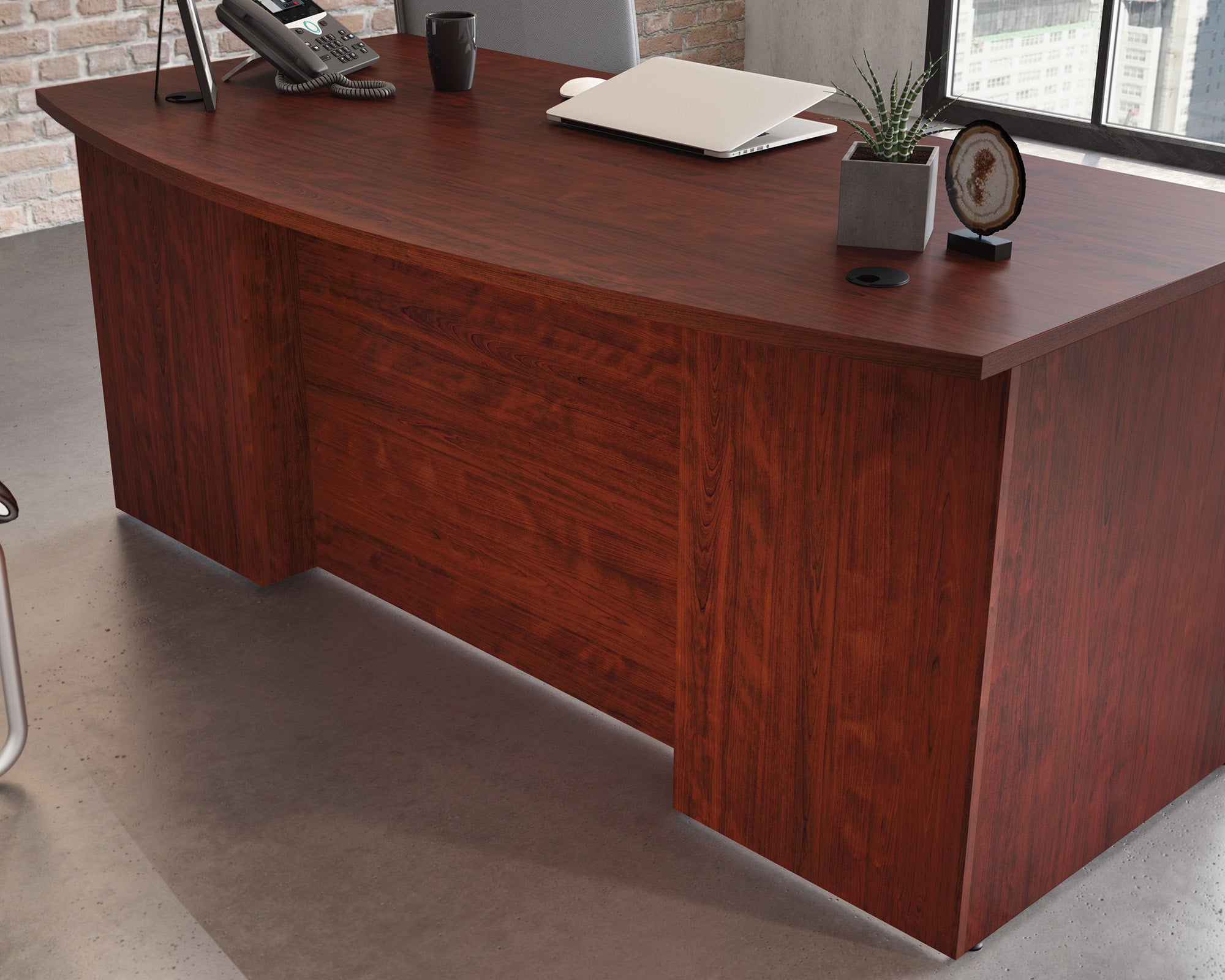 Affirm 72" Cherry Bowfront Commercial Exec Desk