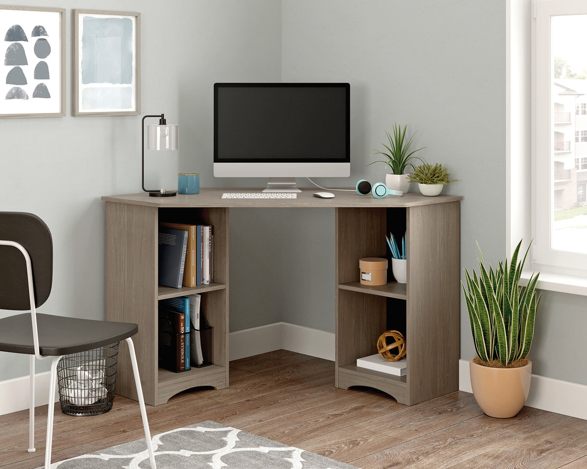 Beginnings  Silver Sycamore Corner Desk with Shelves