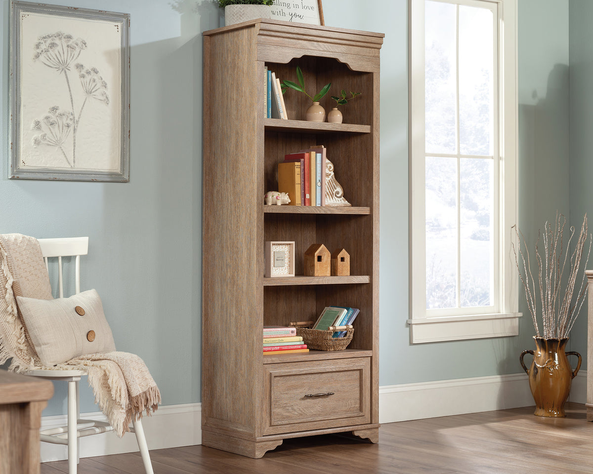 Rollingwood  Bookcase with Drawer in Brushed Oak