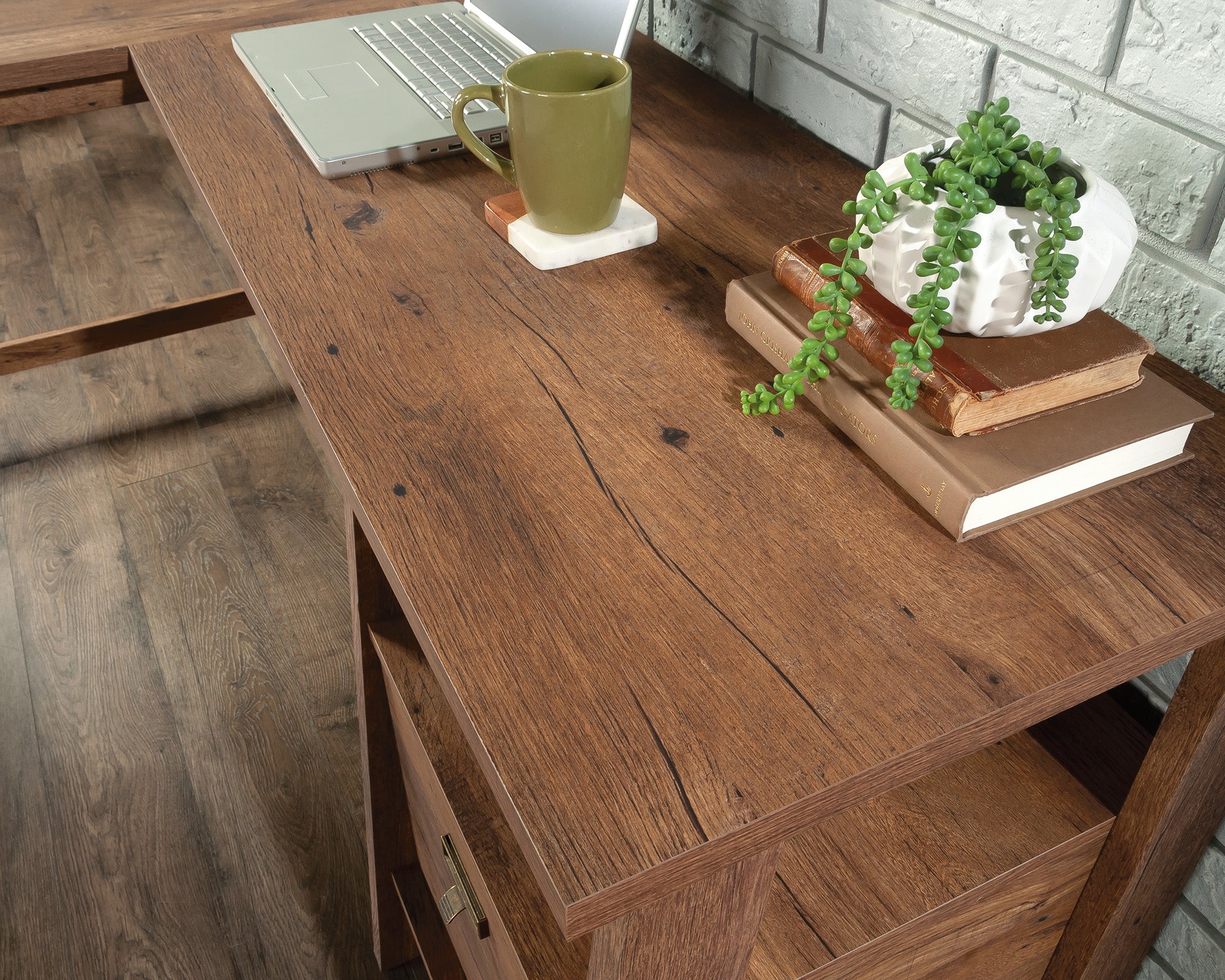 Trestle  L-Shaped Trestle Desk in Vintage Oak