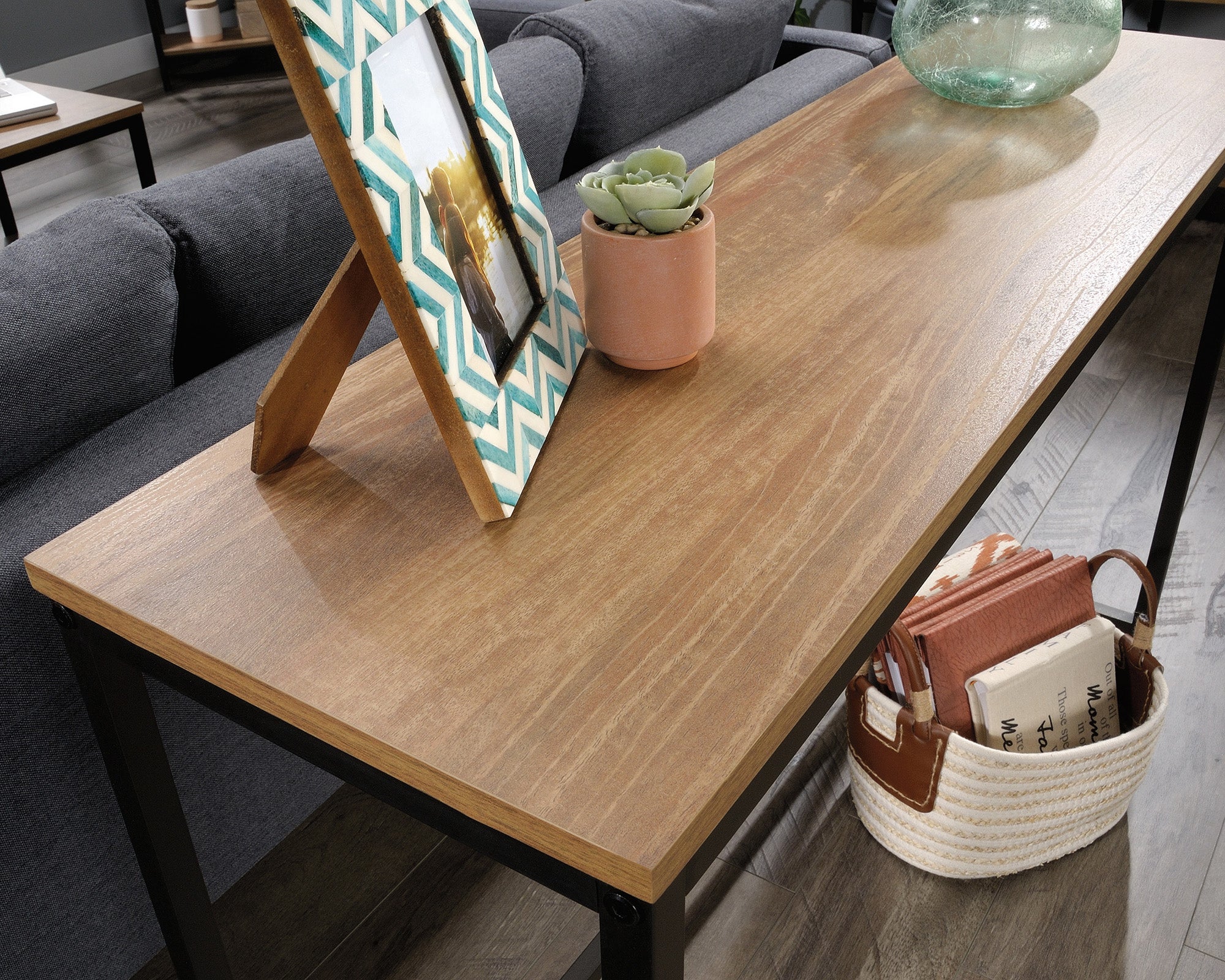 North Avenue  Narrow Metal and Wood Console Table