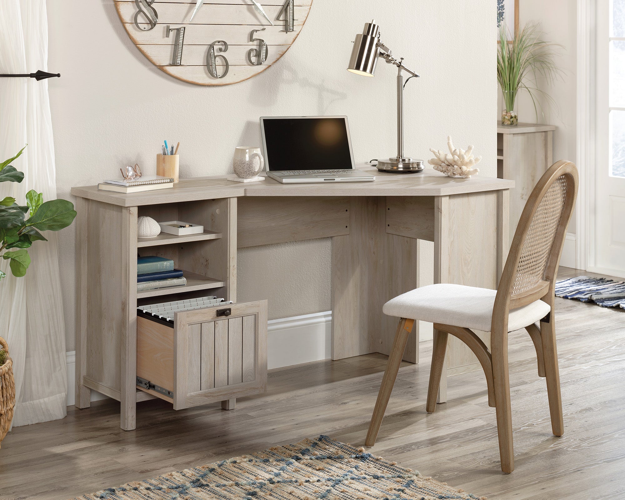 Costa Corner Computer Desk in Chalked Chestnut