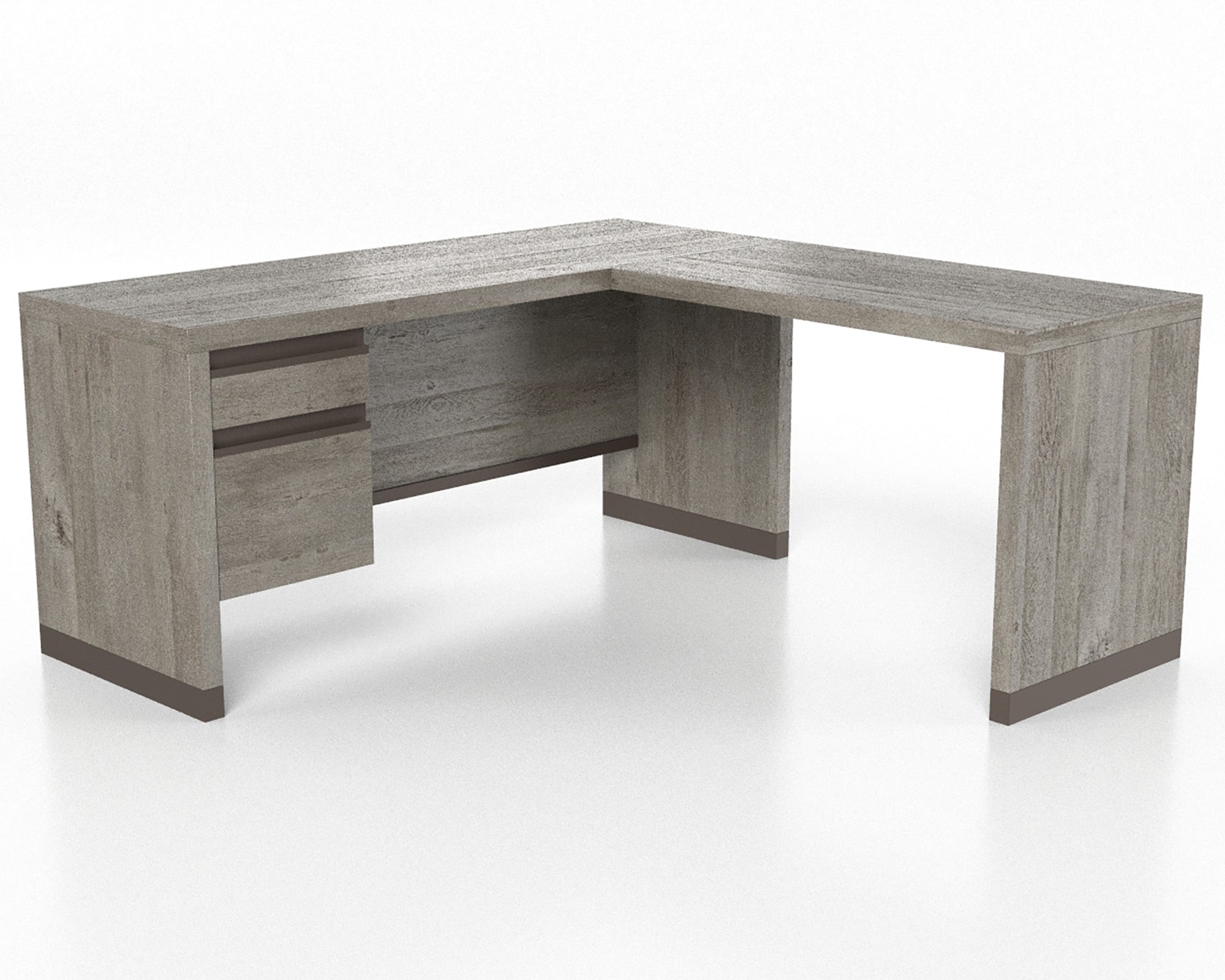 Manhattan Gate  Modern L-Shaped Desk in Mystic Oak Finish