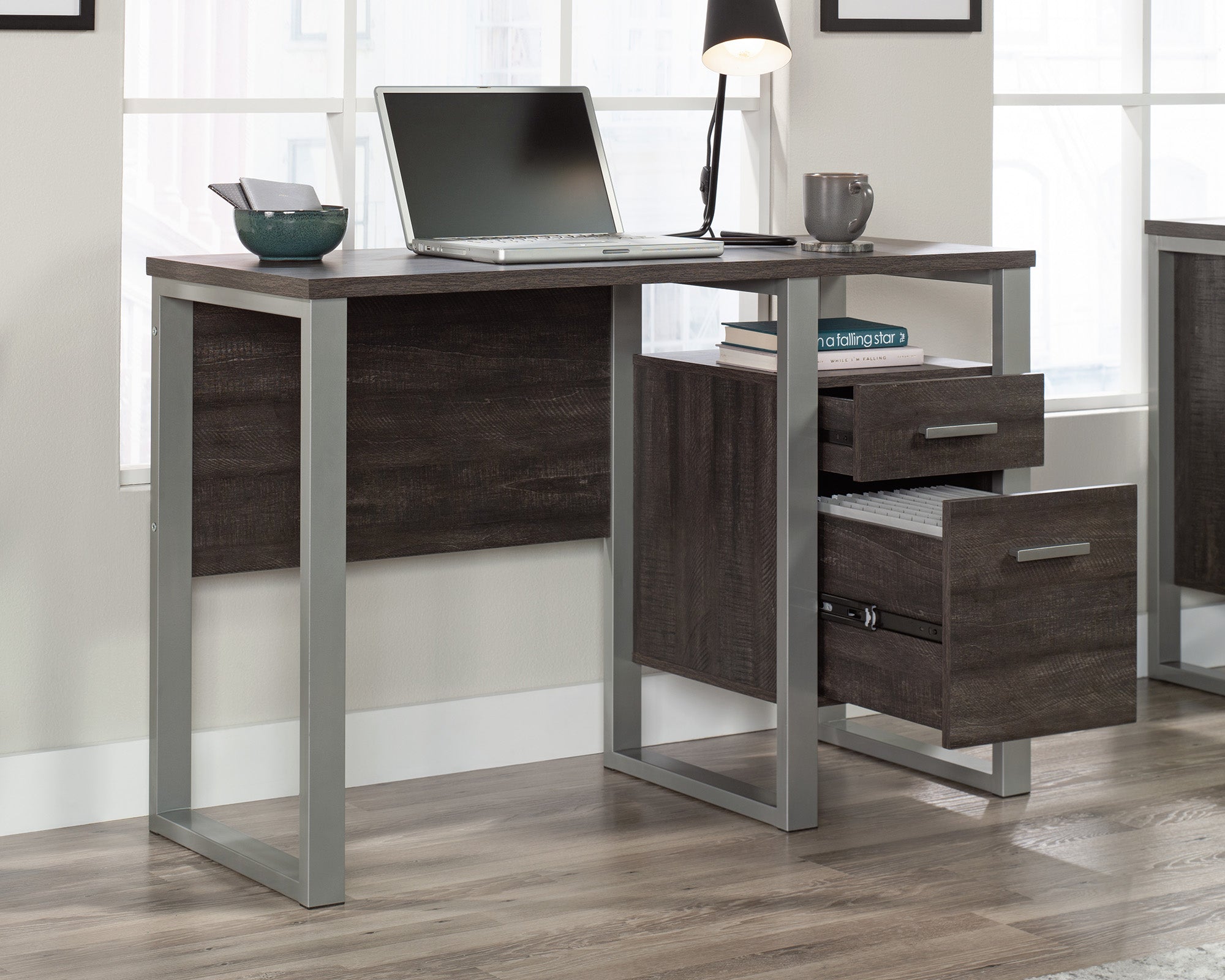 Rock Glen  Single Pedestal Desk in Blade Walnut