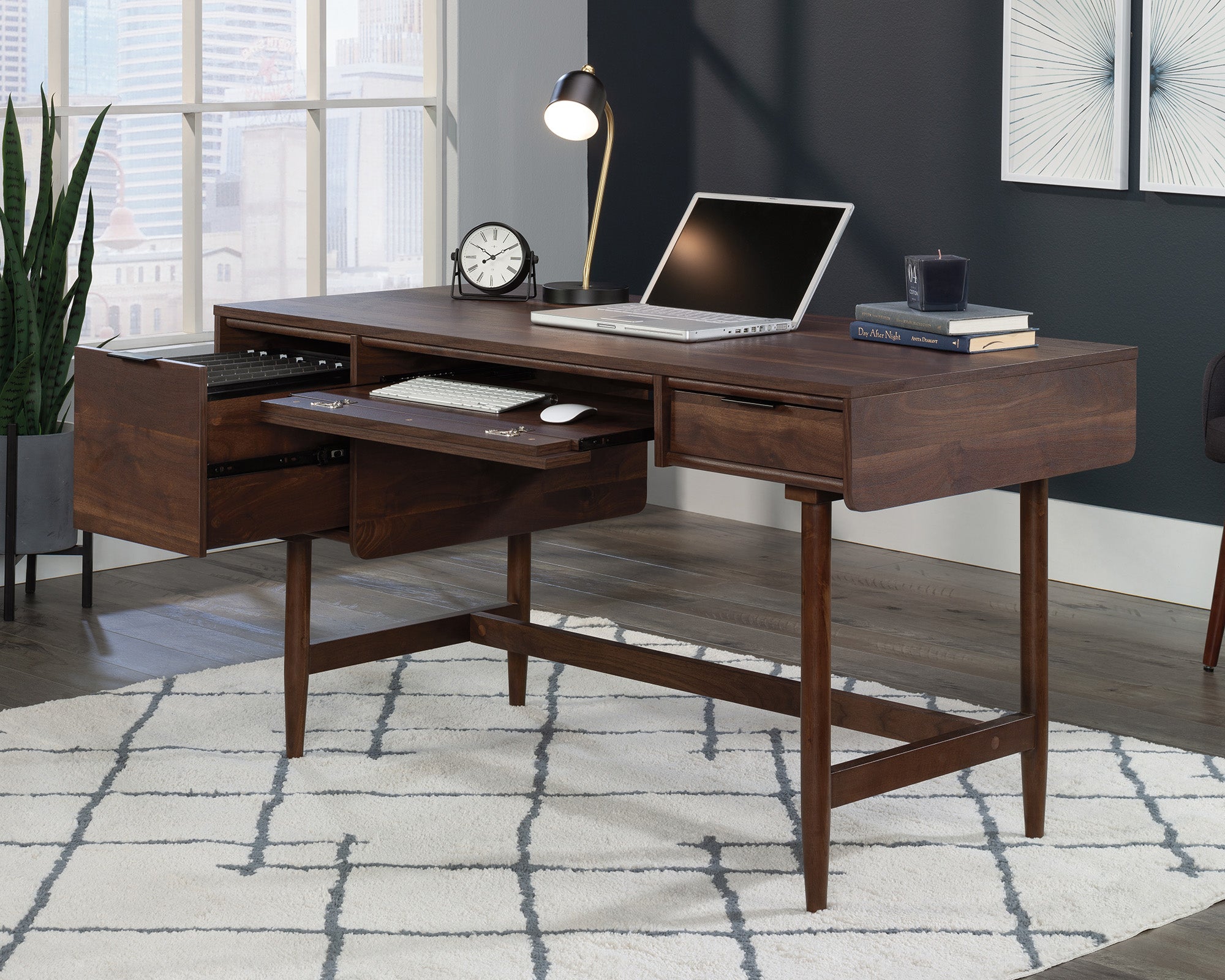 Clifford Place  Double Pedestal Desk in Grand Walnut